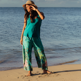 Wide Leg Cropped Pants - Emerald Forest